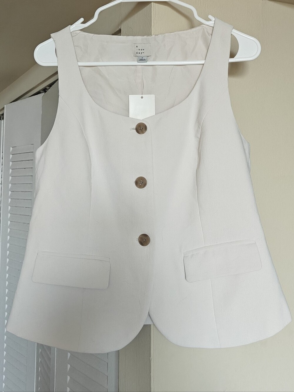 a new day Cream Button-Front Sleeveless Vest